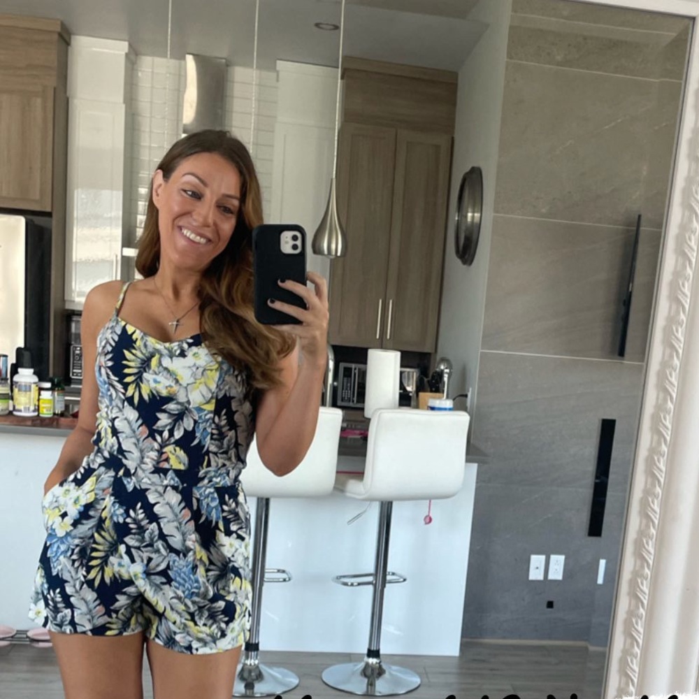 Floral Navy and White Romper